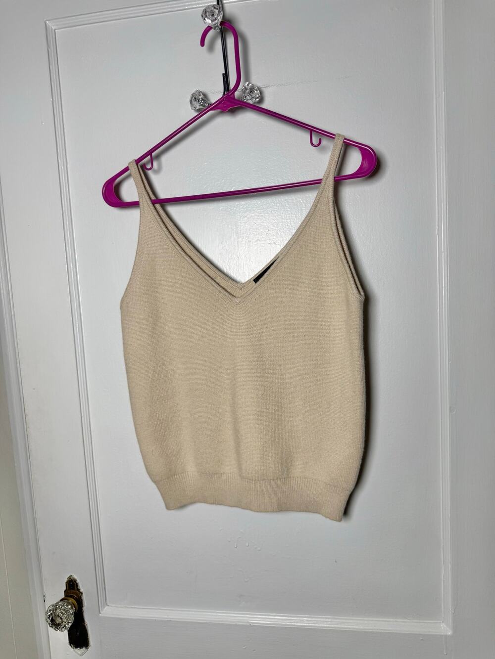 Ann Taylor Beige Tan Sleeveless Tank Cami Neutral Minimalist Top Women's Small